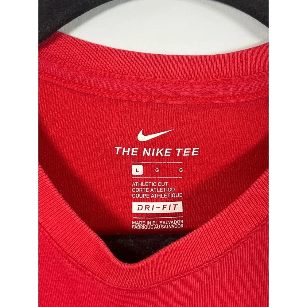 Nike Kids Red Black Football White Logo Short Sleeve Shirt Boys Large Sportswear